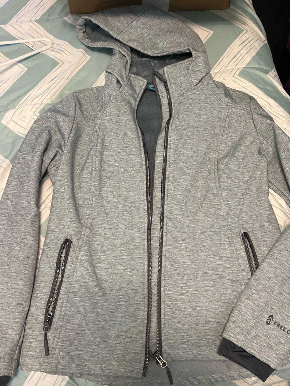 Free Country Gray Hooded Utility Jacket